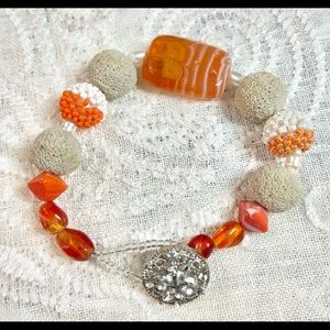 8” orange beaded boho bliss. Summer fun colors, chunky boho style